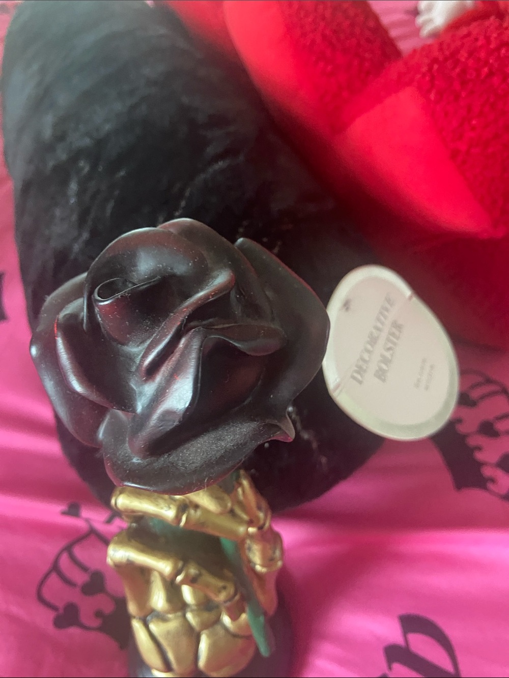 Gold Stem Black Rose Hair Accessory - Women Accessories